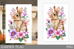 Summer Bunny Garden Flag. Summer Garden Flag Sublimation Product Image 1