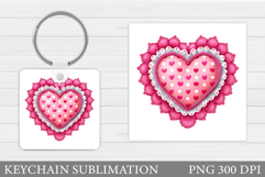 Heart Keychain Design. Valentine Keychain Sublimation Product Image 1