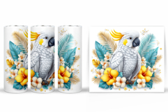 Parrot Tumbler Sublimation. Parrot Flowers Tumbler Design Product Image 2