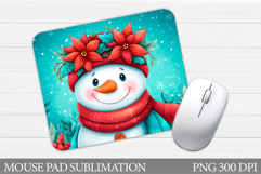 Snowman Mouse Pad Design. Christmas Mouse Pad Sublimation Product Image 1