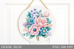 Flowers Door Sign Design. Floral Door Sign Sublimation Product Image 1