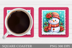 Cute Snowman Coaster. Christmas Coaster Sublimation Product Image 1