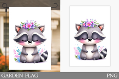 Cute Raccoon Garden Flag. Summer Garden Flag Design Product Image 1