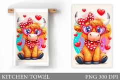 Valentines Cow Kitchen Towel. Valentine Kitchen Towel Design Product Image 1