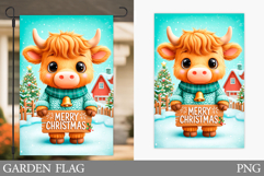 Christmas Cow Garden Flag. Christmas Garden Flag Sublimation Product Image 1