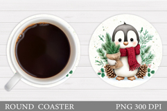 Christmas Penguin Coaster. Christmas Coaster Design Product Image 1