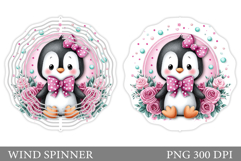 Cute Penguin Wind Spinner Design. Cute Penguin Sublimation Product Image 1