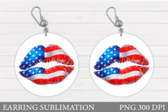 Patriotic Lips Earring Sublimation. Patriotic Earring Design Product Image 1