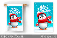 Cute Penguin Kitchen Towel. Christmas Kitchen Towel Design Product Image 1