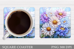 Floral Coaster Design. Flowers Coaster Sublimation Product Image 1