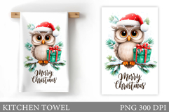 Christmas Owl Kitchen Towel. Christmas Owl Kitchen Towel Product Image 1
