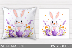 Easter Bunny Pillow Design. Easter Bunny Sublimation Product Image 1