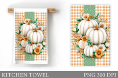 Pumpkin Kitchen Towel. Fall Kitchen Towel Sublimation Product Image 1