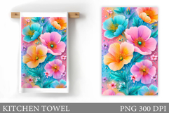 Flowers Kitchen Towel. Floral Kitchen Towel Sublimation Product Image 1