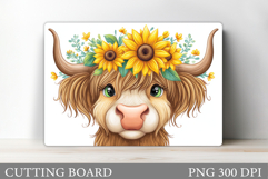 Cute Cow Cutting Board Design. Cow Flowers Cutting Board Product Image 1