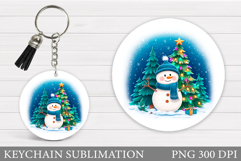 Cute Snowman Keychain Sublimation. Christmas Keychain Design Product Image 1