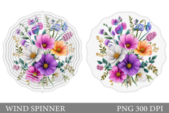 Wildflowers Wind Spinner. Floral Wind Spinner Sublimation Product Image 1