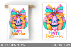 Cute Pumpkin Kitchen Towel. Halloween Kitchen Towel Design Product Image 1