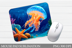 Jellyfish Mouse Pad Sublimation. Sea Mouse Pad Design Product Image 1