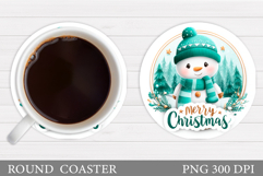 Cute Snowman Coaster Design. Christmas Coaster Sublimation Product Image 1
