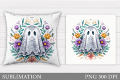 Ghost Pillow Design. Halloween Pillow Sublimation Product Image 1