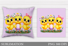 Easter Chick Pillow Design. Easter Pillow Sublimation Product Image 1