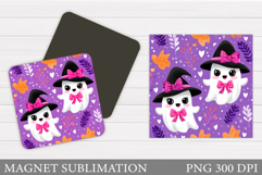 Cute Ghost Magnet Design. Halloween Pumpkin Magnet Product Image 1