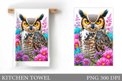 Owl Kitchen Towel Design. Owl Sublimation Product Image 1