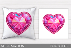 Diamond Heart Pillow Sublimation. Valentines Pillow Design Product Image 1