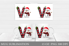 Christmas Letter V Sublimation. Christmas Mug Design Product Image 1