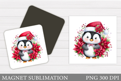 Christmas Magnet Design. Penguin Magnet Sublimation Product Image 1