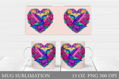 Hummingbird Mug Design. Flowers Mug Sublimation Product Image 1