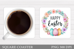 Happy Easter Coaster Design. Easter Coaster Sublimation Product Image 1