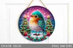 Christmas Bird Door Sign. Christmas Door Sign Sublimation Product Image 1