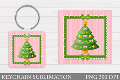 Christmas Tree Keychain. Christmas Round Keychain Design Product Image 1