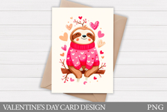 Valentines Sloth Card Printable. Valentines Card Design Product Image 1