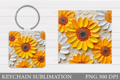 Flowers Keychain Sublimation. Floral Keychain Design Product Image 1