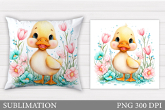 Cute Duck Sublimation. Duck Pillow Sublimation Product Image 1