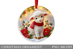 Cute Lamb Christmas Ornament. Christmas Lamb Sublimation Product Image 1