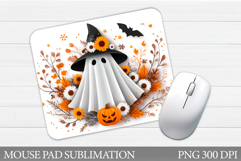 Cute Ghost Mouse Pad Design. Halloween Mouse Pad Sublimation Product Image 1