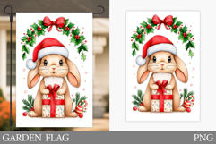 Christmas Bunny Garden Flag. Christmas Garden Flag Design Product Image 1