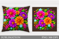 Flowers Pillow Design. Floral Pillow Sublimation Product Image 1