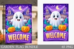 Cute Ghost Garden Flag. Cute Halloween Garden Flag Design Product Image 1