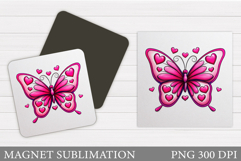 Butterfly Flowers Sublimation. Butterfly Magnet Sublimation Product Image 1