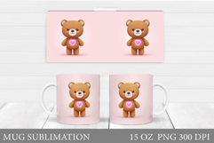 Valentines Bear Mug Sublimation. Valentines Mug Design Product Image 1