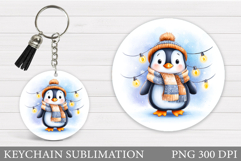 Cute Penguin Keychain Design. Christmas Keychain Sublimation Product Image 1