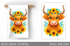 Cow Kitchen Towel Design. Cow Flowers Kitchen Towel Product Image 1