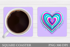 Hearts Coaster Sublimation. Valentines Coaster Design Product Image 1