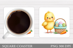 Easter Chick Coaster Design. Easter Eggs Coaster Sublimation Product Image 1