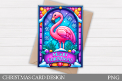 Christmas Flamingo Card Design. Christmas Card Printable Product Image 1